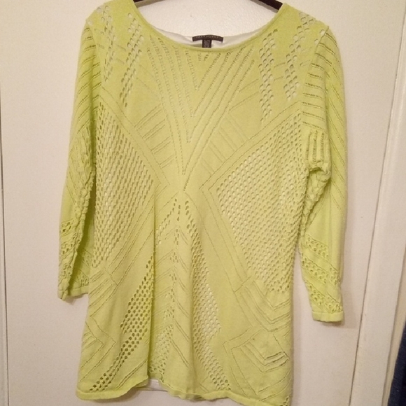 Parkhurst Tops - Womans XL Parkhurst Lime Green Relaxed Ribbed Tunic Knitted Opened Tank Under